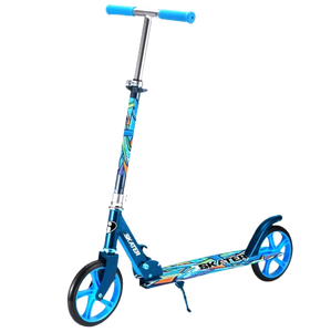 קורקינט אלומיניום מתקפל עם גלגלים 200 מ"מ ורגלית Graffiti XL - כחול