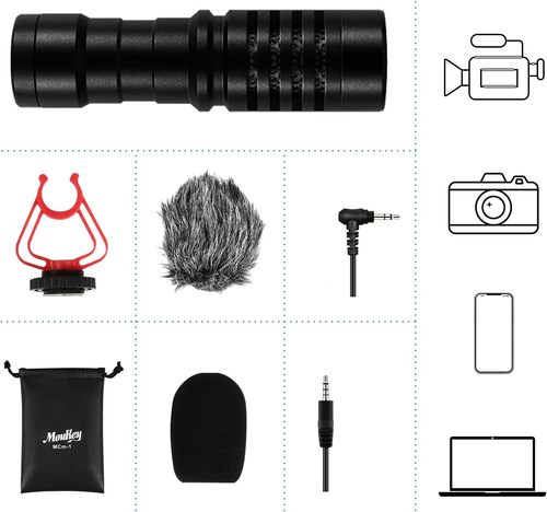 מיקרופון למצלמה או לפלאפון להפקת סרטוני וידאו MCM-1 מבית MOUKEY
