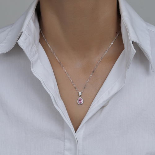 שרשרת טיפה פינק טופז כסף 925 סטרלינג