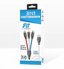כבל טעינה 3 ב-1 (מתאים למכשירי טייפ-סי, אייפון ומיקרו) - דגם F500 חברת FiT