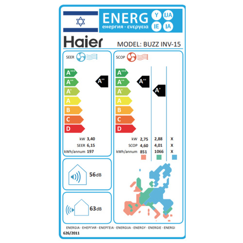 מזגן עילי אינוורטר HAIER האייר Ozz Inverter WiFi 15