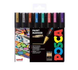 סט 8 טושים אקריליים צבעים מטאליים פוסקה PC-5M POSCA