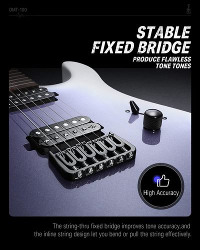 גיטרה חשמלית EC6736 DMT100 עם מוצרים נלווים Donner Solid Body Electric Guitar בצבע סגול לבן מבית DONNER