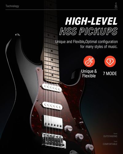 EC1416 באנדל גיטרה חשמלית בצבע שחור + חום DST152 כולל מגוון מוצרים נלווים ושיעורי אונליין מבית DONNER