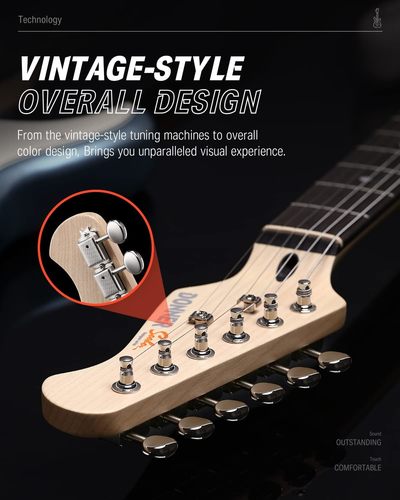 באנדל גיטרה חשמלית EC1417 בצבע Metallic Ice Blue כולל מגוון מוצרים נלווים ושיעורי אונליין DST152 מבית DONNER