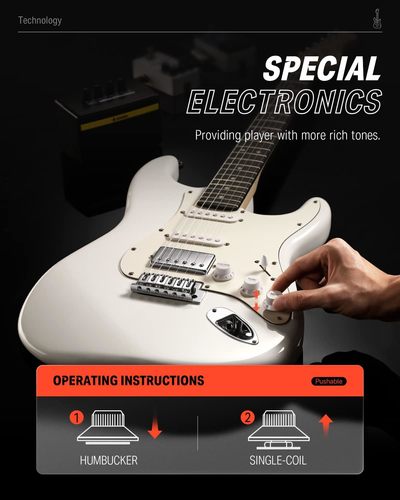 באנדל גיטרה חשמלית EC1418 בצבע לבן DST152 כולל מגוון מוצרים נלווים ושיעורי אונליין מבית DONNER