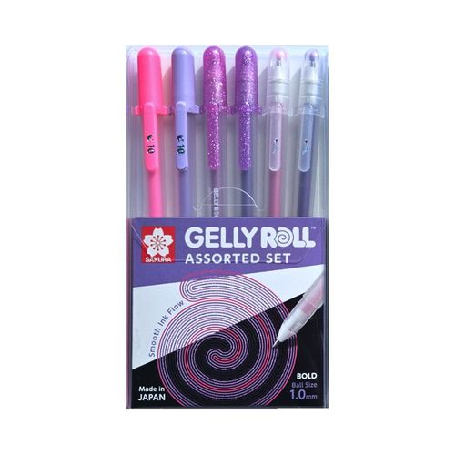סט 6 עטי ג'ל צבעוניים GELLY ROLL (גווני ורוד/סגול)