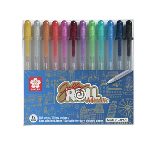 סט 12 עטי ג'ל צבעוניים מנצנצים GELLY ROLL