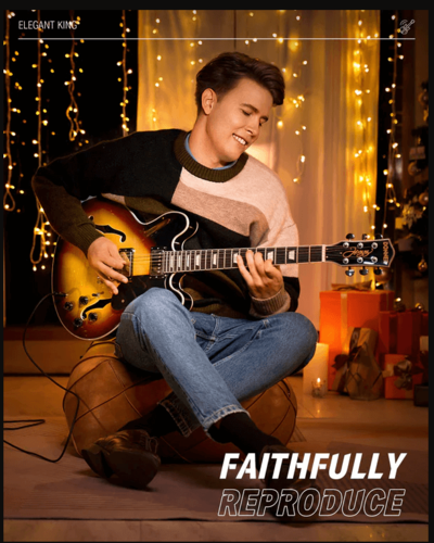 גיטרה ג'אז DJP1000 EC1383 נפח חצי חלולה Semi-Hollow Electric Guitar בצבע סאנברסט מבית DONNER