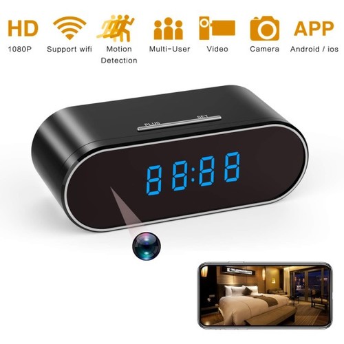 שעון מעורר מרגל עם מצלמת 1080P נסתרת WiFi וראיית לילה זיהוי תנועה WC19