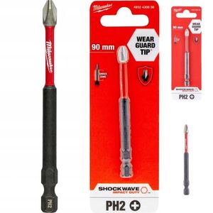  מילווקי SHOCKWAVE ביט מברג PH2  90 מ"מ