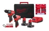 סט מברגת אימפקט M12 FID2 12V MILWAUKEE+ מברגה / מקדחה MILWAUKEE 12V M12 FPD  + סוללות 4 אמפר 12V + מטען מהיר + סט ביטים וסט מקדחים!