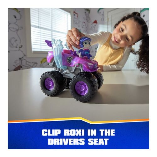 רכב ההצלה של רוקסי עם גלגלי ענק ודמות