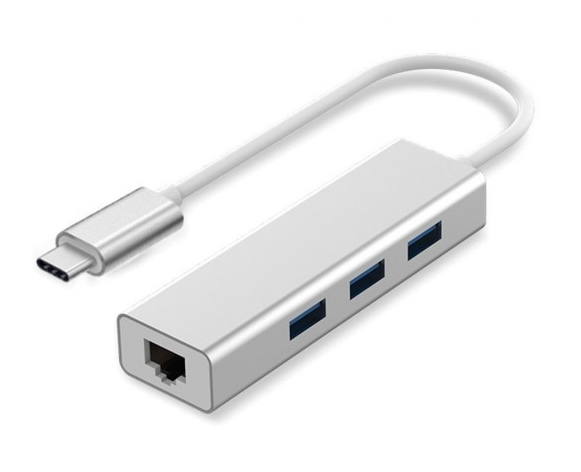 מתאם כניסת 3USB+LAN ל- LAN) USBC)