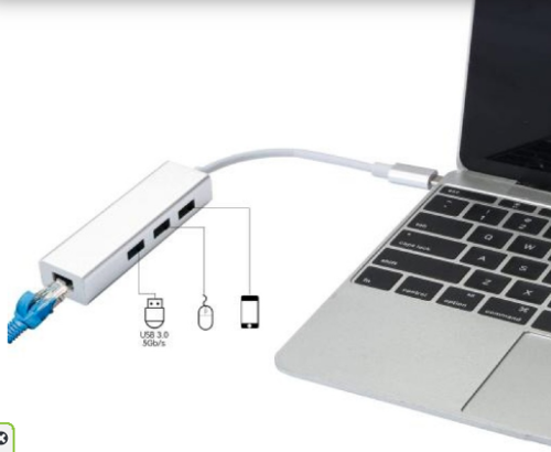מתאם כניסת 3USB+LAN ל- LAN) USBC)