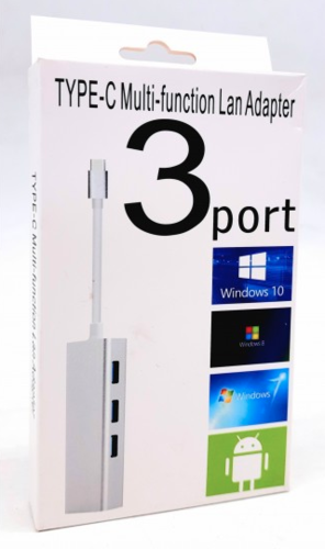מתאם כניסת 3USB+LAN ל- LAN) USBC)