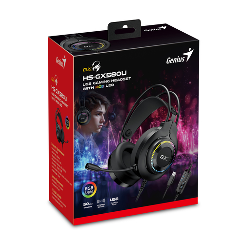 אוזניות גיימינג GENIUS GAMING HEADSET HS-GX580U