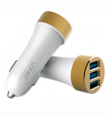 מטען מהיר לרכב USB*3 + כבל איפון 5.1A