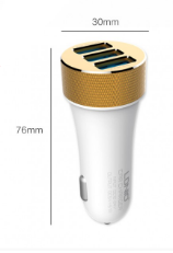 מטען מהיר לרכב USB*3 + כבל איפון 5.1A