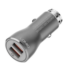 מטען לרכב 2*USB  מהיר+כבל אייפון