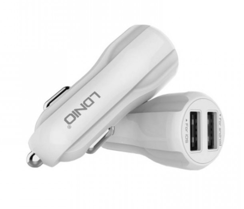 מטען מהיר USB לרכב 2 יציאות 3.4A+כבל אייפון C331