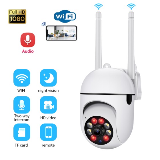מצלמת אבטחה ביתית WiFi כיוונית עם אינטרקום תינוק ומוניטור