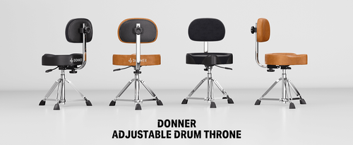 כסא תופים הידראולי DHT250 עם מושב אופנוע מרופד ומשענת EC6748 מבית DONNER