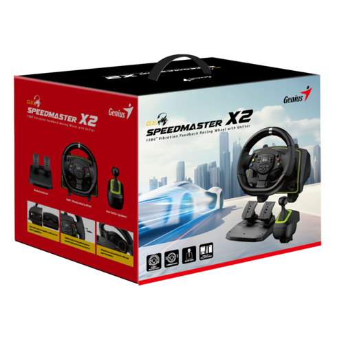 הגה מרוצים דוושות וידית הילוכים  GENIUS  SpeedMaster X2 
