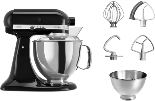 מיקסר מקצועי עם שתי קערות צבע שחור KitchenAid Artisan 5KSM175EOB