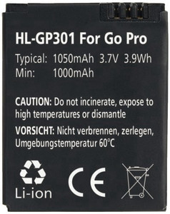 סוללה נטענת למצלמת Go Pro חלופית ל Go Pro AHDBT-301 Hahnel