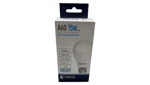 נורת לד A60 , 15W, הברגה E27 (גדולה) OMEGA