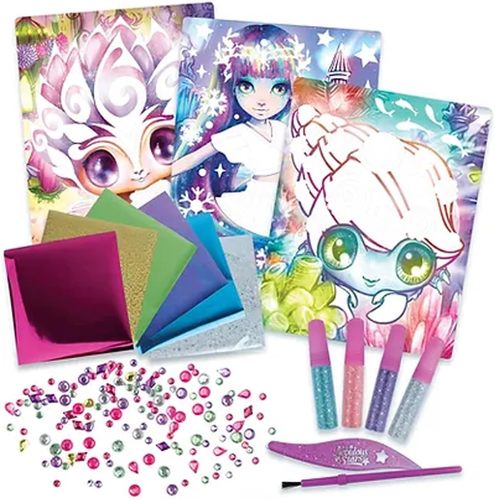 ערכת יצירה נבולוס של קישוטי תמונות זוהרות קסומות הכוללת דבק נצנצים ומגוון אבנים נוצצות 