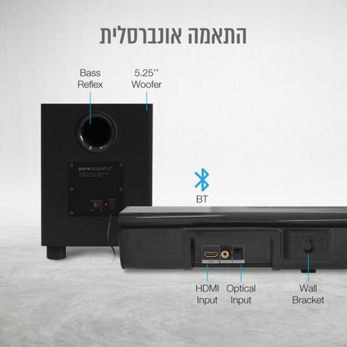 מקרן קול 2.1 עם סאב אלחוטי 320 וואט כניסת HDMI ARC