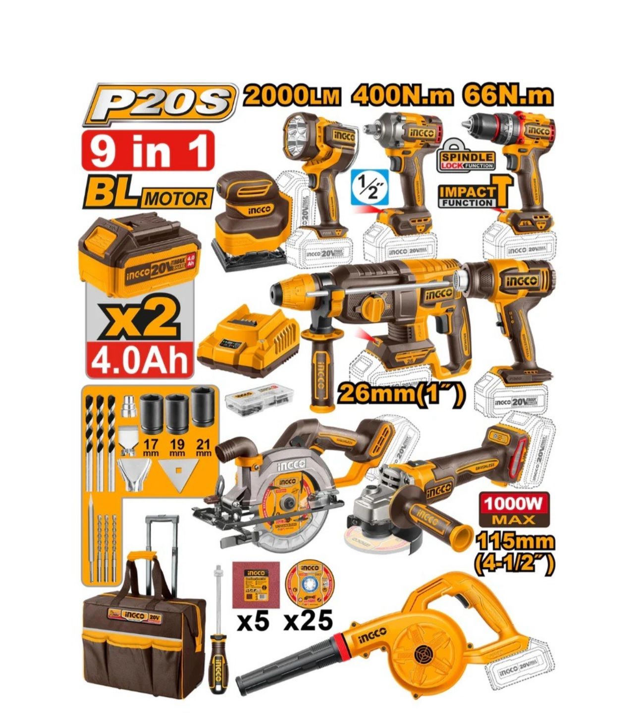 סט 13 חלקים מבית INGCO 