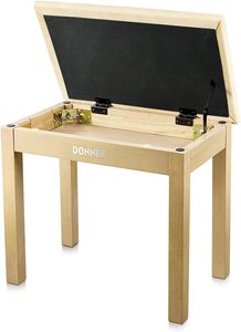 כסא פסנתר DKB10 בצבע חום בהיר EC6749 עם מושב קטיפה כולל תא איחסון מבית DONNER