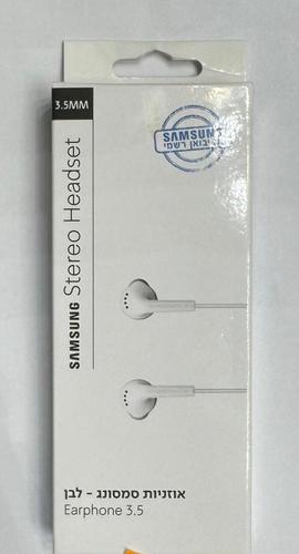 3.5MM אוזניות סמסונג מקוריות סאני יבואן רשמי לבנות