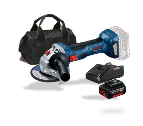 סט משחזת זווית בראשלס “5 (125 מ”מ) BOSCH GWS 180-LI 18V + סוללה 5Ah + מטען + תיק 