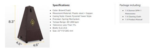 מטרונום EC1078 מכני למוסיקאי DPM1 מבית DONNER