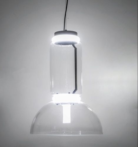 PEN DANT LAMP, LED 16W DIA350MM, CLEAR GLASS/BLACK, 3000K