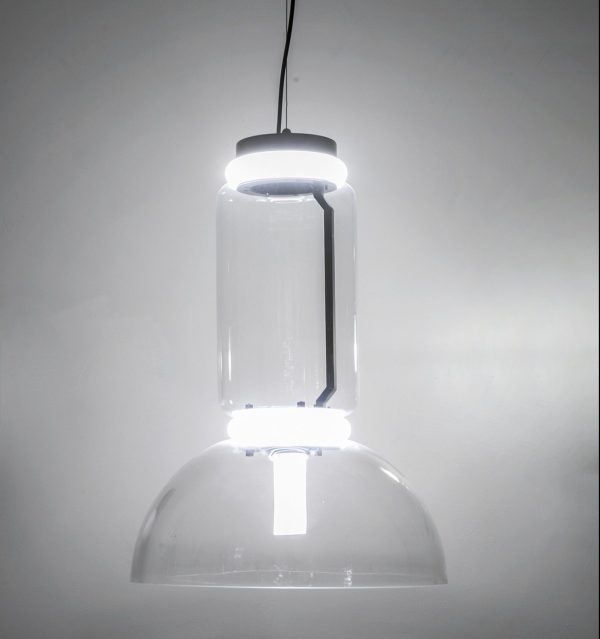 PEN DANT LAMP, LED 16W DIA350MM, CLEAR GLASS/BLACK, 3000K
