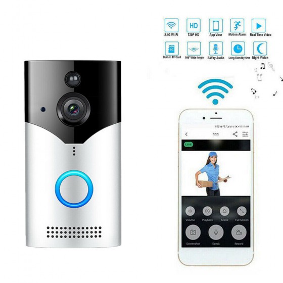מצלמת פעמון חכמה Tuya 1080P עם חיישן תנועה ו-WiFi
