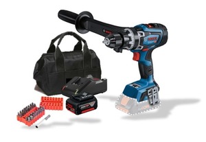 גוף מברגה מקדחה רוטטת בוש BOSCH GSB 18V-150C + סוללה 2 אמפר + מטען + תיק  + סט ביטים מתנה!!