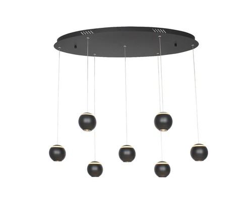 7 תלוי שחור על בסיס אובלי LED 7X6W
