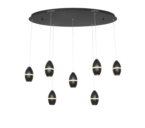 7 תלוי שחור על בסיס אובלי LED 7X6W