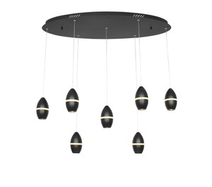 7 תלוי שחור על בסיס אובלי LED 7X6W