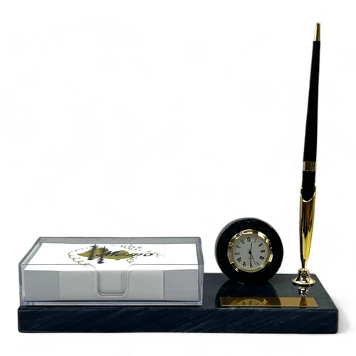 מעמד שיש שולחני מוזהב למשרד - שעון Time