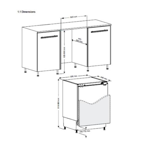 מקרר משרדי בנוי 114 ליטר Delonghi DeFrost DLRI1402EU לבן