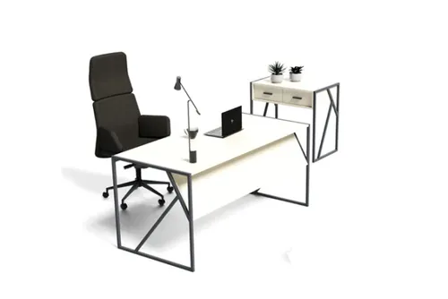 סט שולחן משרדי WAW רוחב 160 ס``מ + ארונית צדדית לבן