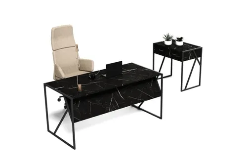 סט שולחן משרדי WAW רוחב 160 ס``מ + ארונית צדדית שיש