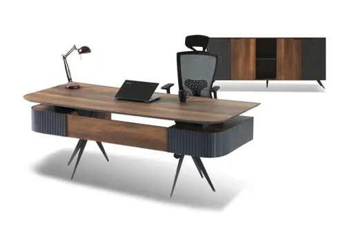 סט שולחן מנהל + ארונית אחסון דגם Kayra גוון BAROK